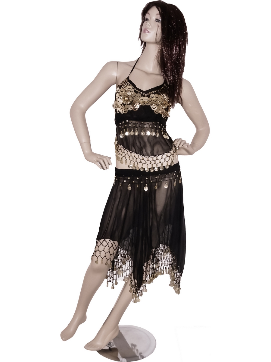 Costume de danse orientale noir top d&eacute;corer