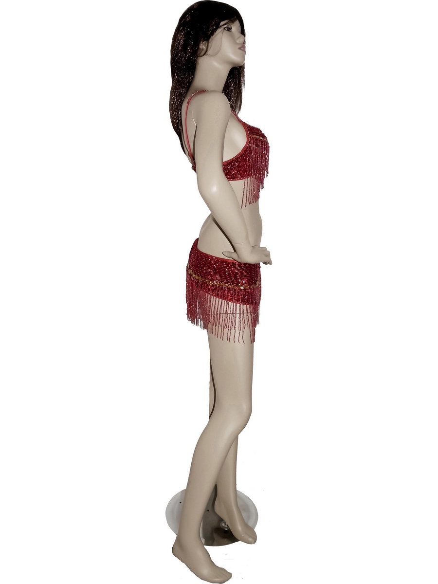 ensemble soutien-gorge danse orientale rouge et or