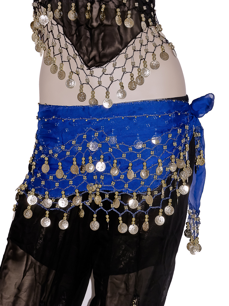 foulard &agrave; sequins bleu danse orientale