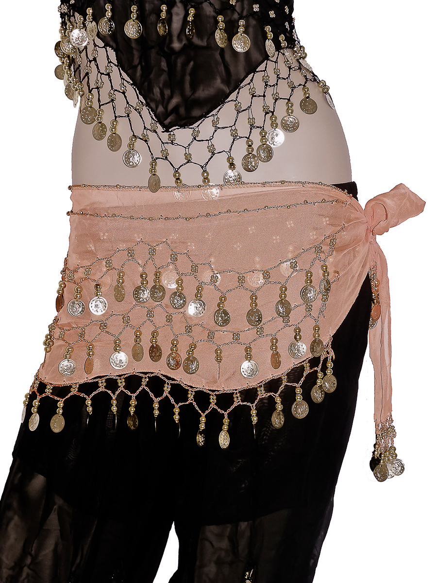 foulard &agrave; sequins orange danse orientale