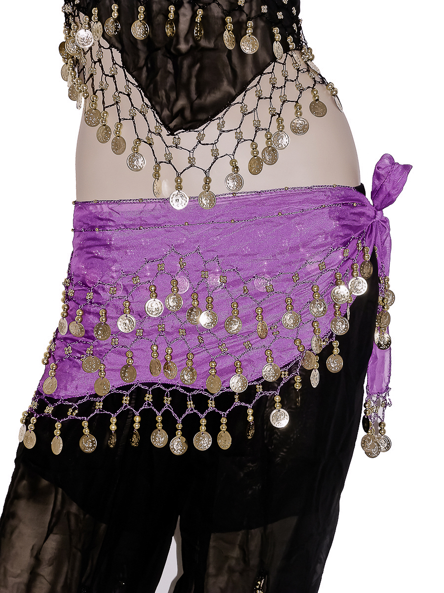 Foulard &agrave; sequins violet danse orientale