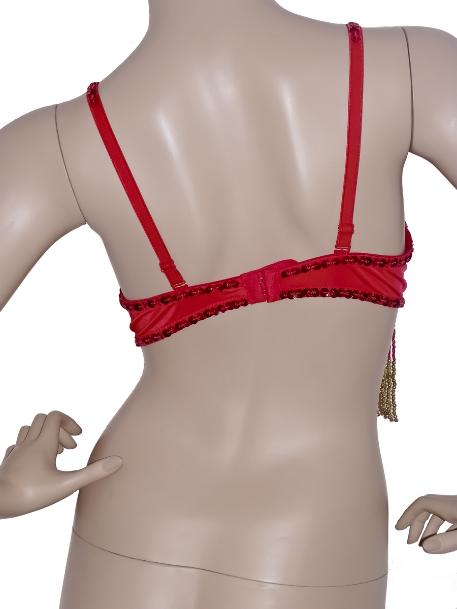 soutien-gorge danse orientale rouge dor&eacute;
